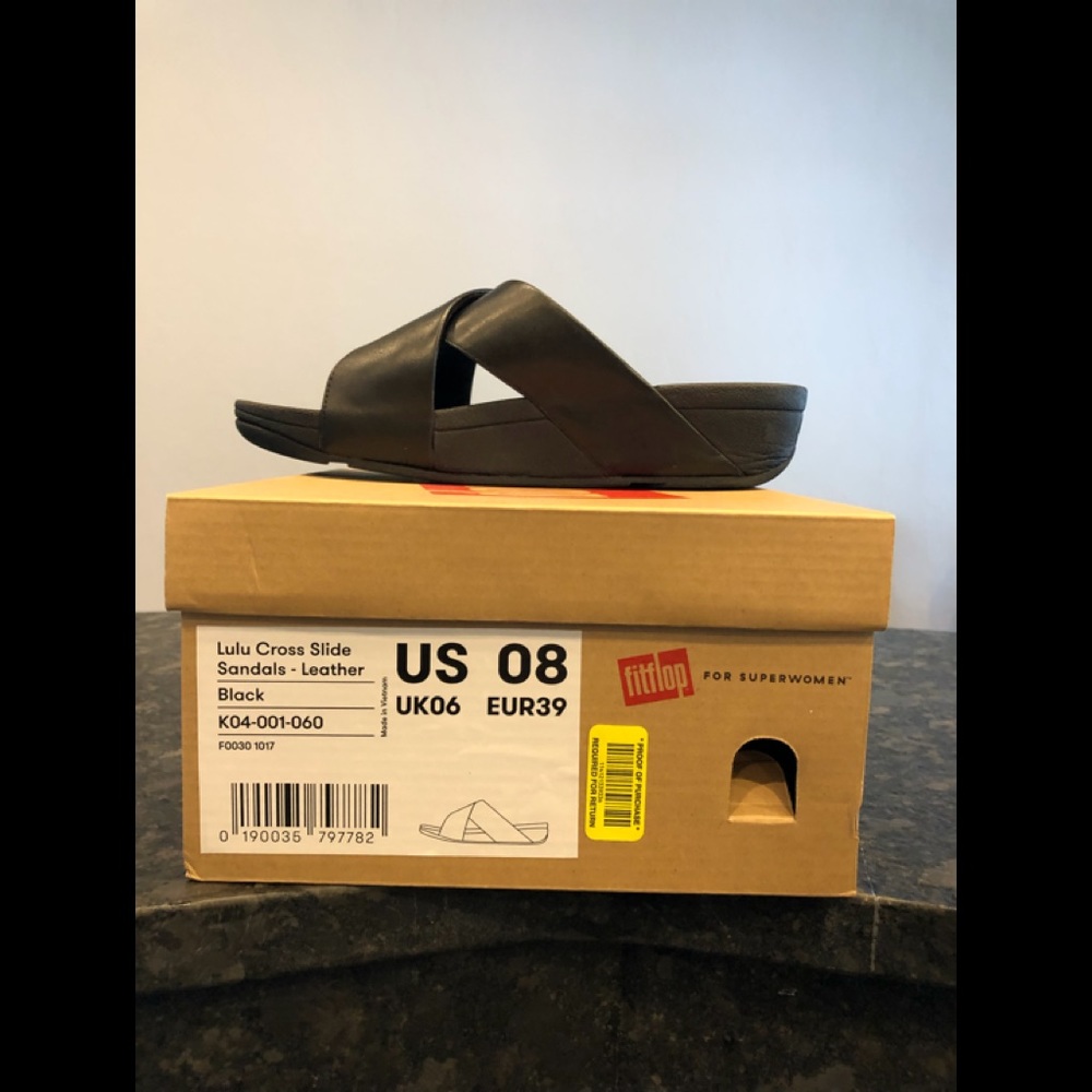 Women’s FitFlop Lulu Leather Cross Slides